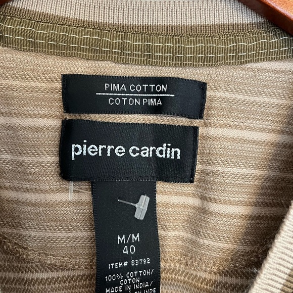 Pierre Cardin Pima Cotton Men's Striped V-Neck T-Shirt Brown size medium - Picture 2 of 3